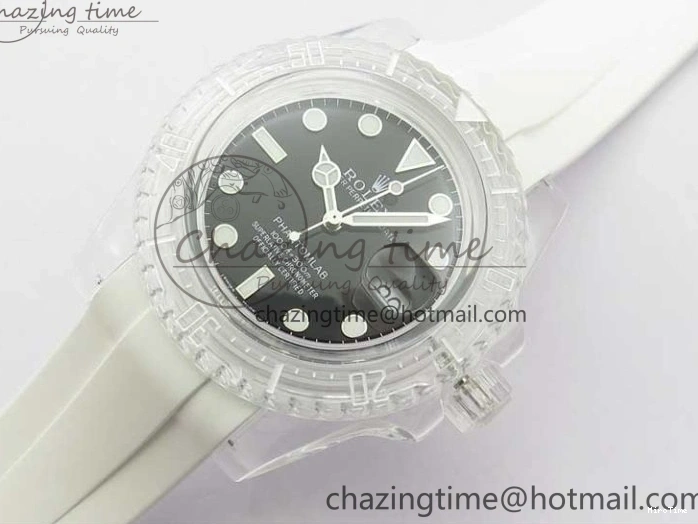 MiroTime 0116 Submariner Phantomlab Transparent KZF Best Edition Black Dial on White Rubber Strap VR StreetReady 2567